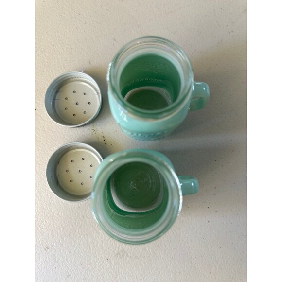 Mason Jar Craft & More Farmhouse Style Milk Glass Green Salt Pepper Shaker Set - Picture 6 of 6